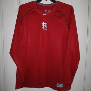 Nike Dri-Fit Mens MLB St. Louis Cardinals Baseball Red L/S Crew Warm-up Top -XL*